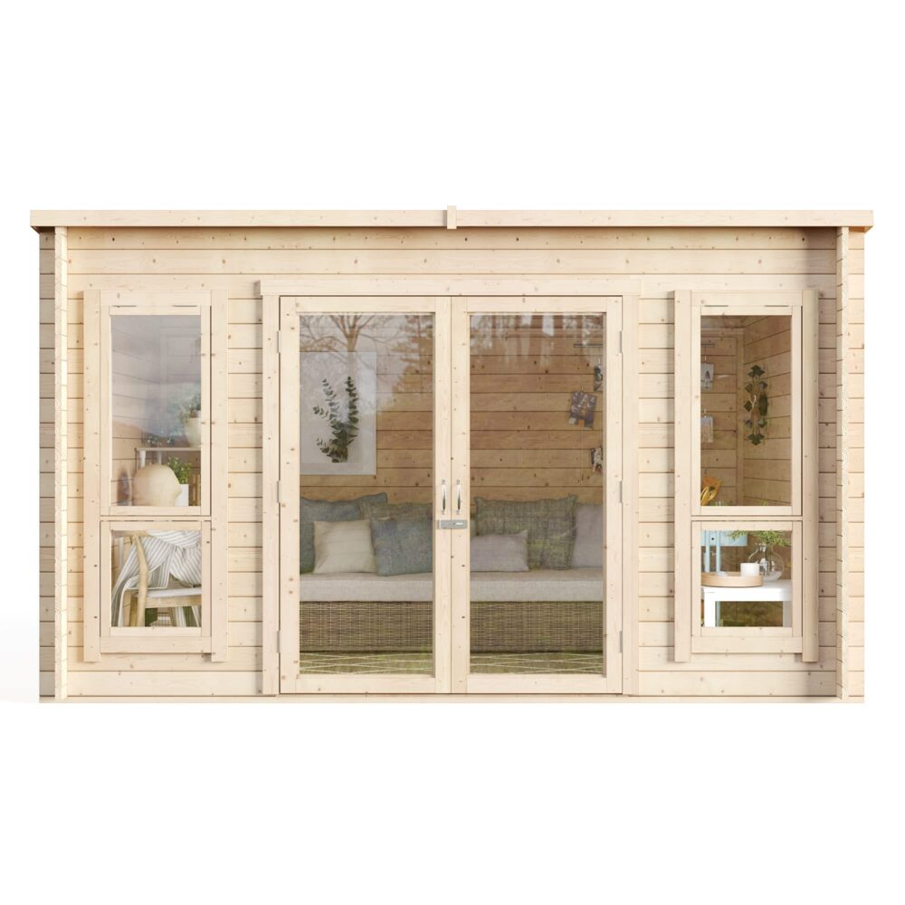 BillyOh Log Cabin Summerhouse Garden Office Studio Summer House Modern Pent Carmen Outdoor Room (Pressure Treated, 12 x 8)