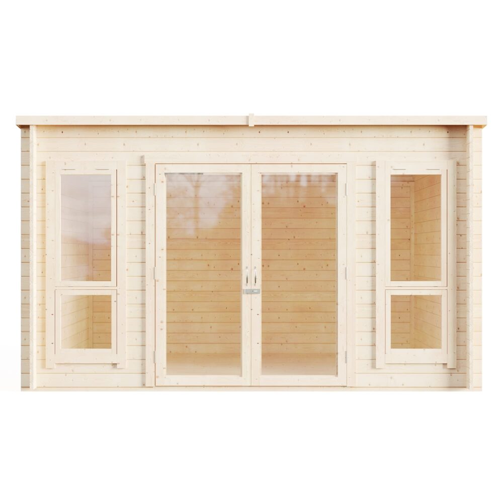 BillyOh Log Cabin Summerhouse Garden Office Studio Summer House Modern Pent Carmen Outdoor Room (Pressure Treated, 12 x 8)