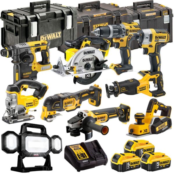 DCKT4T10P13 18V XR 10 Piece Power Tool Kit with 3 x 5.0Ah Batteries & Toughsystem Box