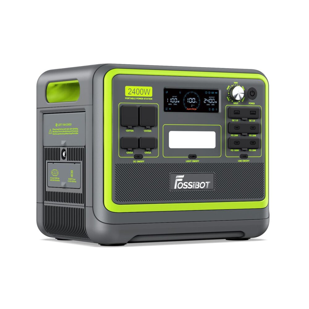 FOSSiBOT F2400 Portable Power Station Update Lightweight, silent, and efficient UPS with 2048Wh LiFePO4,3 x 240V AC Outputs 2400W,100W USB-C Output