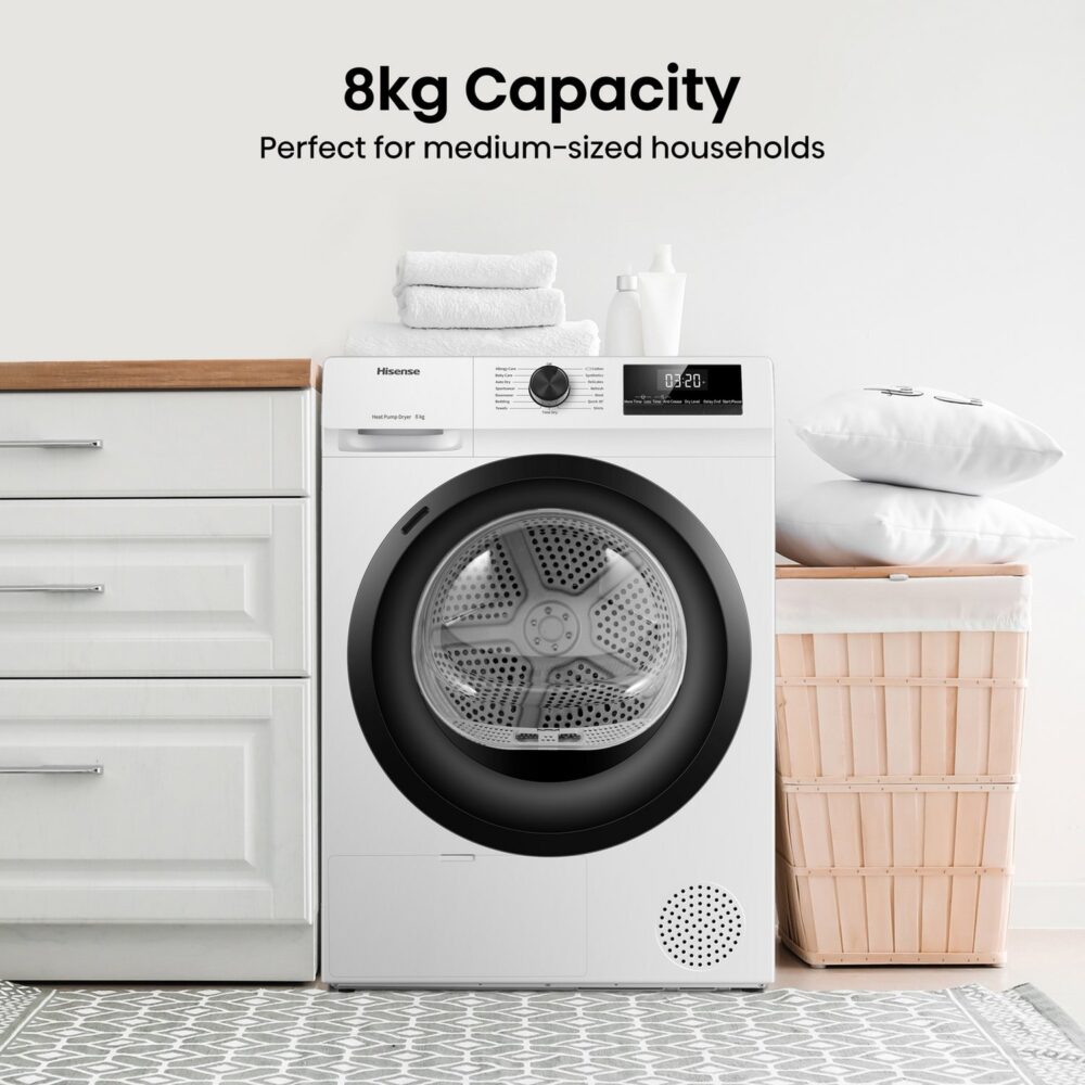 Hisense DH1Q802BW2 8KG Heat Pump Tumble Dryer - White