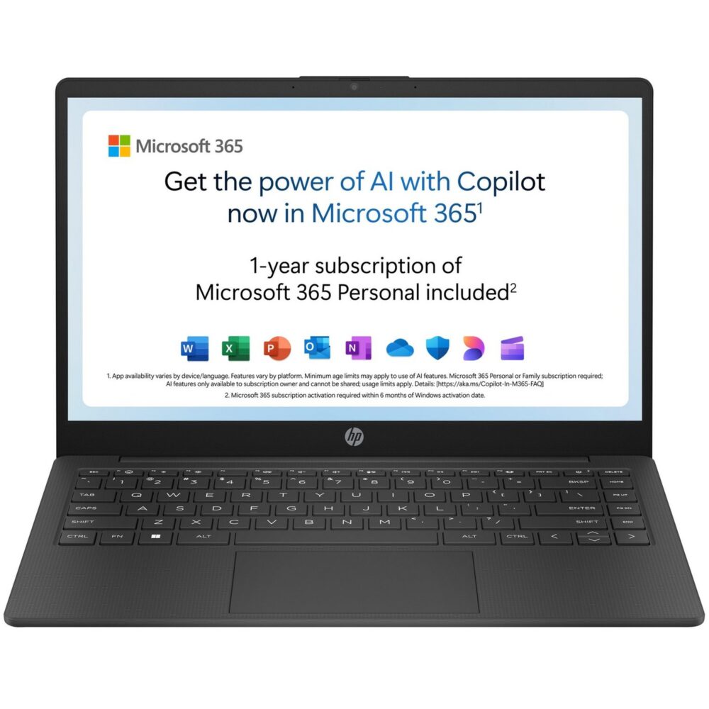 HP 14-em0018na 14 Inch AMD Athlon 4GB 128GB Laptop - Black