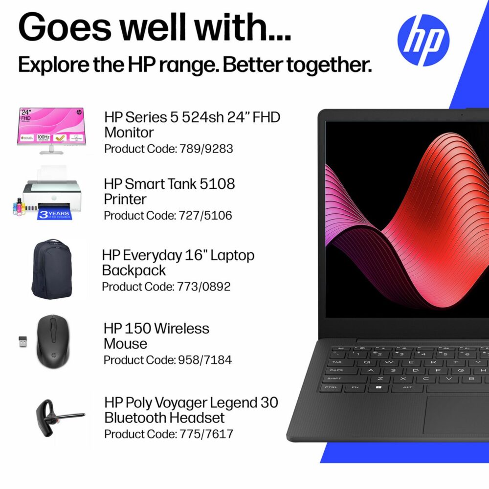 HP 14-em0018na 14 Inch AMD Athlon 4GB 128GB Laptop - Black