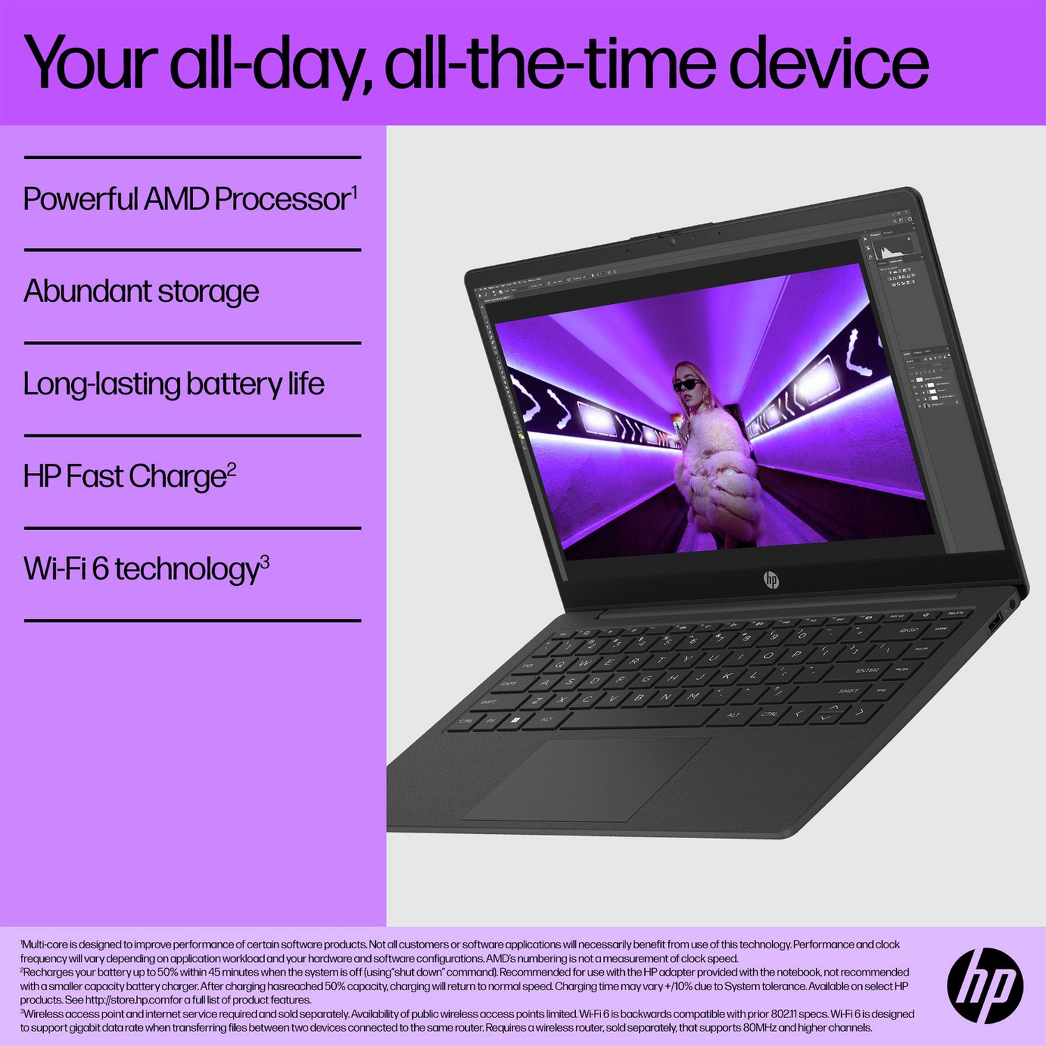 HP 14-em0018na 14 Inch AMD Athlon 4GB 128GB Laptop - Black
