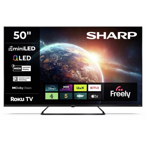 Sharp 50 Inch 4T-C50JH6425KB Smart Roku 4K UHD HDR Mini LED Freely TV