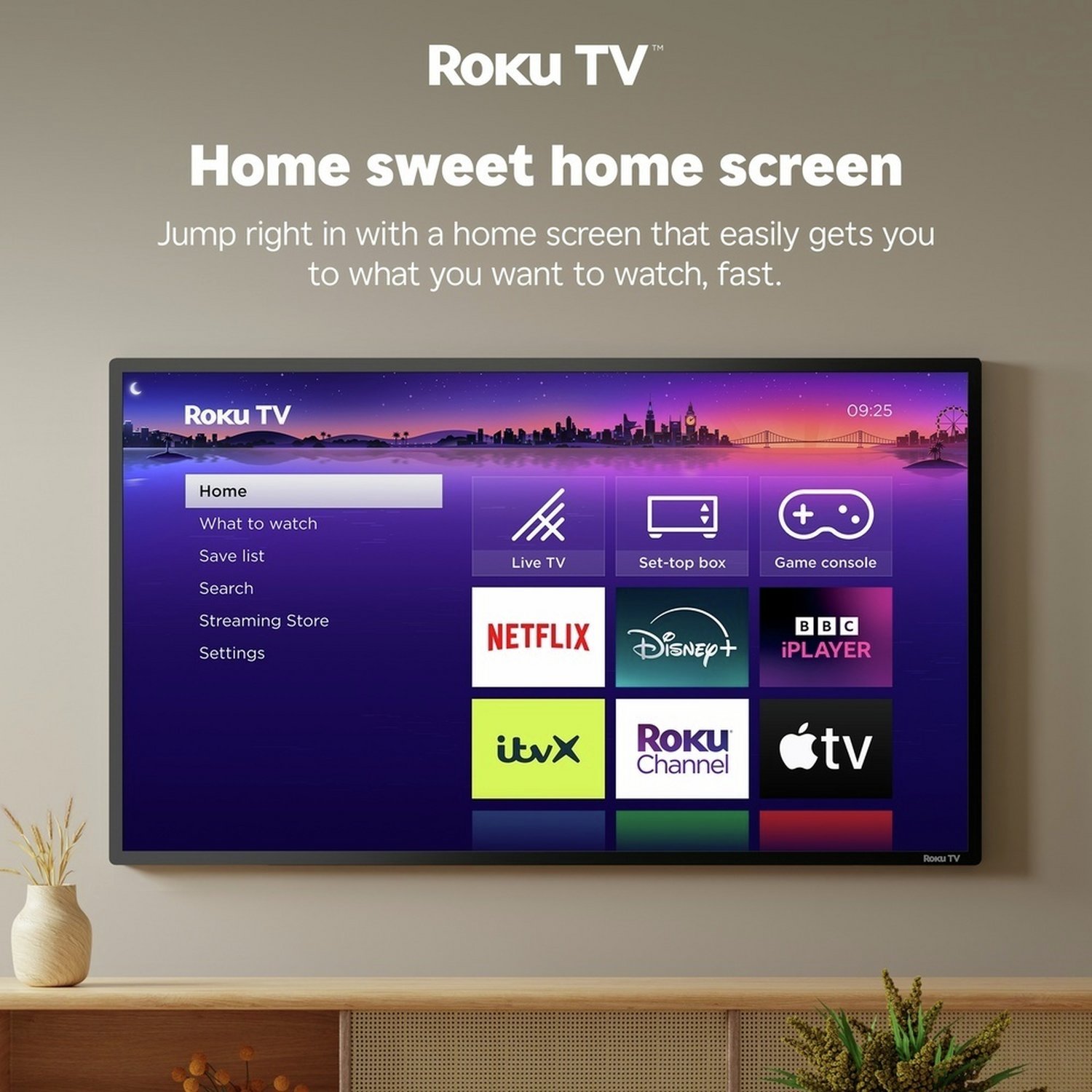 Sharp 55 Inch 55JH6425K Smart Roku 4K UHD HDR Mini LED Freely TV