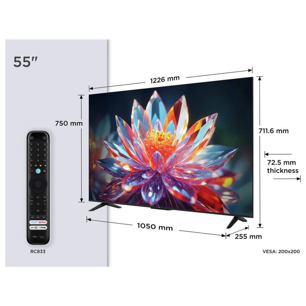 TCL 55 Inch 55T6C Smart 4K UHD HDR QLED Freely TV