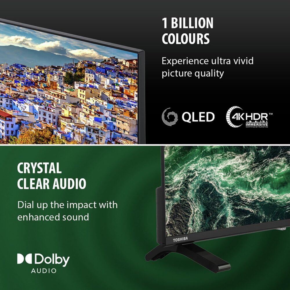 Toshiba 55 Inch 55QV1563DB Smart 4K UHD HDR QLED Freely TV